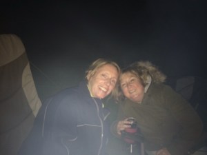 Andi and Ali getting cosy by the fire